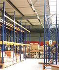 overhead radiant heaters in a warehouse