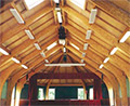 overhead radiant heaters in a church